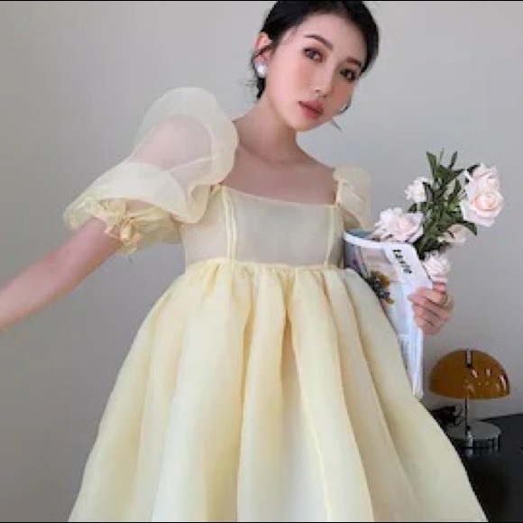 Anthropologie Selkie Puffed-Sleeve Square-Neck Mini Dress - Picture 8 of 9